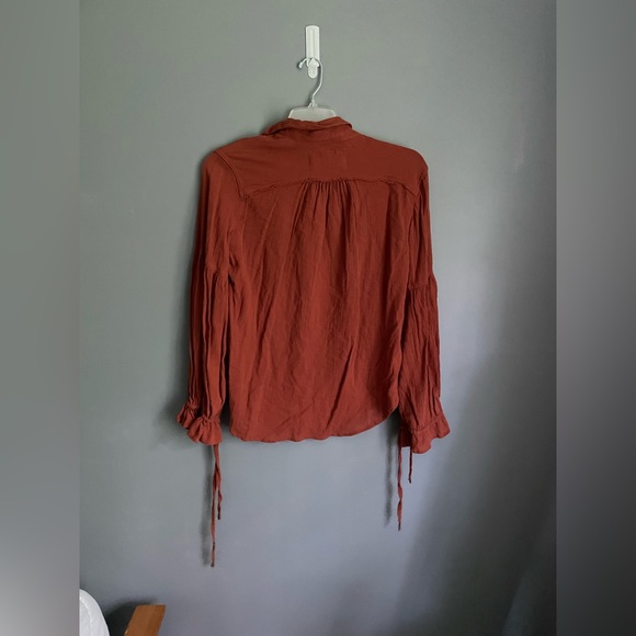 Free People We The Free Button Down Balloon Sleeve Top Size XS - Picture 2 of 3